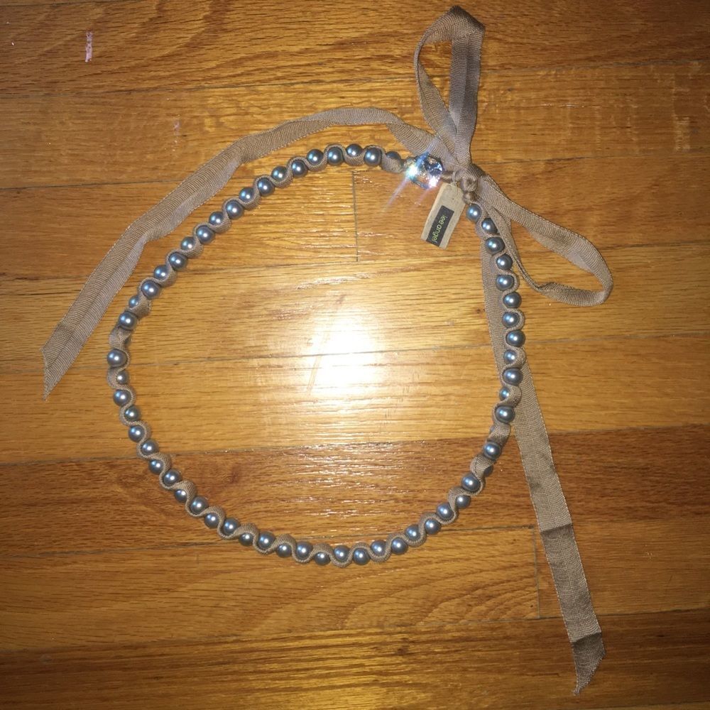— Lee Angel — Metallic Pearl & Ribbon Necklace - Picture 7 of 7